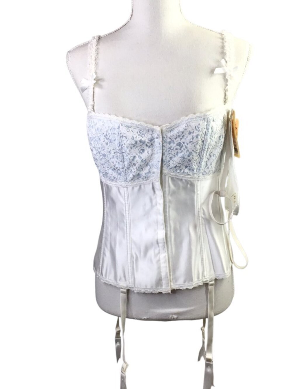 Empire Intimates Corset Bustier NWT Vtg USA Sz 38 Lace Up Boning Garters 6712